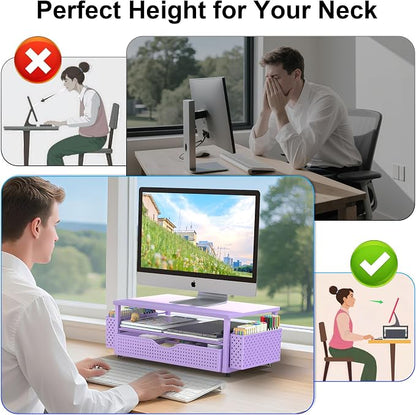Spacrea Desk Organizer and Accessories, Computer Monitor Stand Riser - Image 3