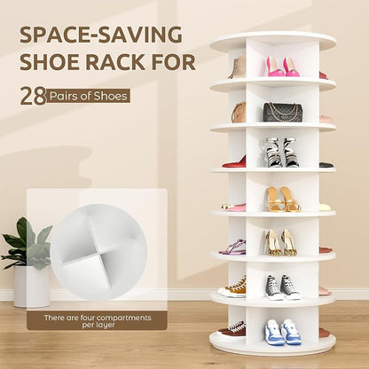 Rotating Shoe Rack 7 Tier Spinning Shoes Organizer Tower - Image 5