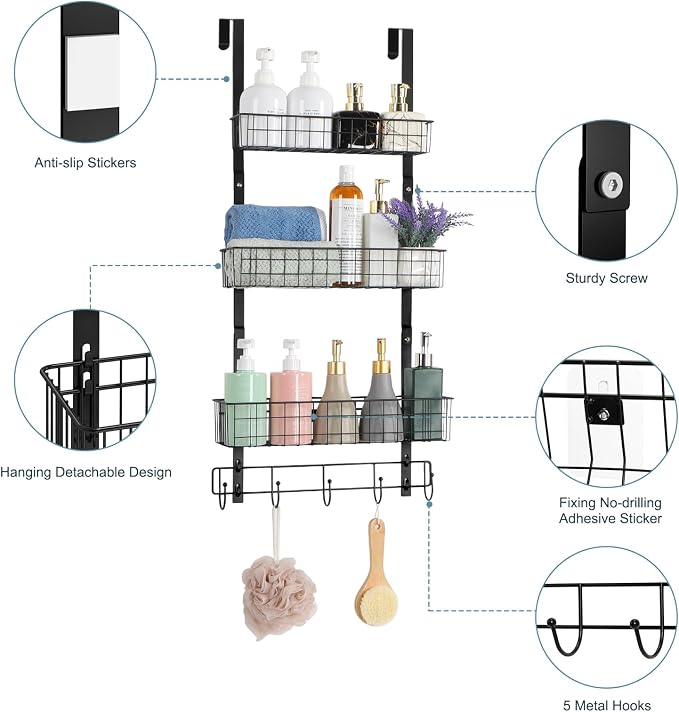ETELI Over the Door Pantry Organizer 3 Tier Hanging Basket Back Door Storage - Image 6
