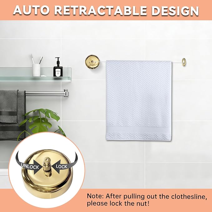 Retractable Clothesline, Wall Mounted Adjustable Clothing Rope - Image 3