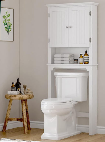 UTEX Over The Toilet Storage Cabinet, Adjustable Shelves, Anti-Tip Bracket by UTEX
