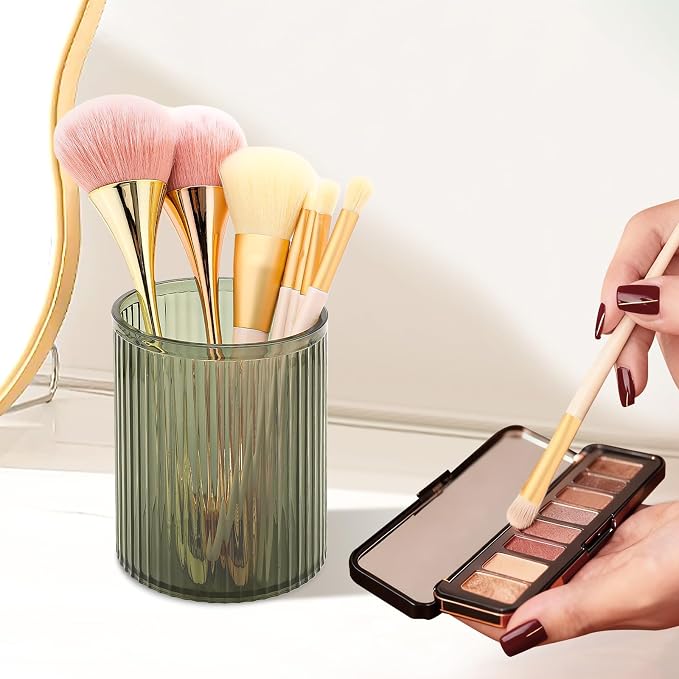 DASITON Makeup Brush Holder Organizer, Acrylic Makeup Brush Cup, Vintage - Image 2