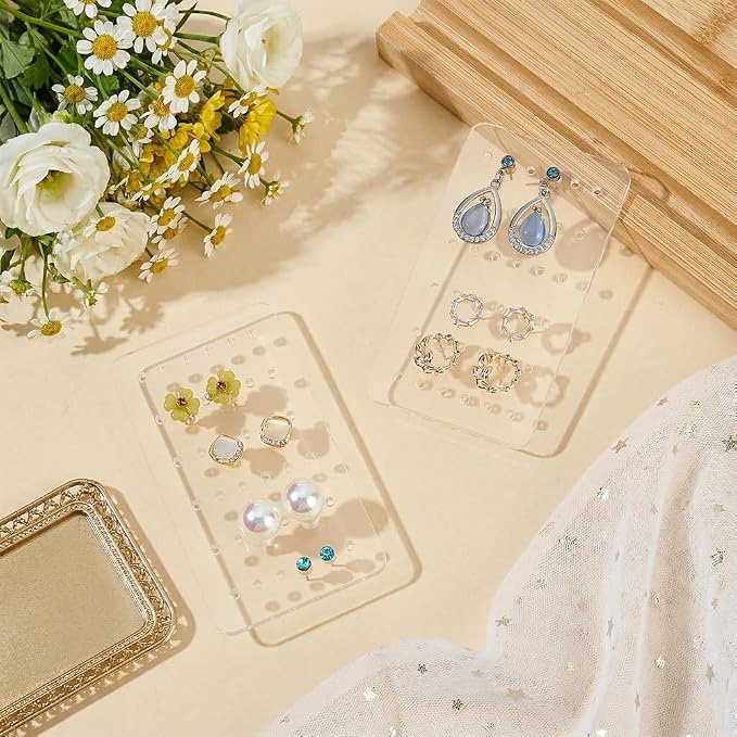 OLYCRAFT 18Pcs Acrylic Earring Display Cards 24 Holes Clear Earring Organizer - Image 4