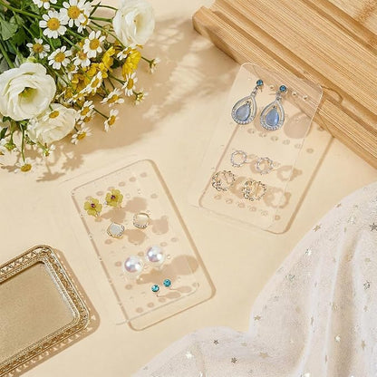 OLYCRAFT 18Pcs Acrylic Earring Display Cards 24 Holes Clear Earring Organizer - Image 4