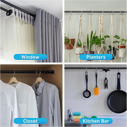MEXAU 1Pack Spring Tension Curtain Rod 27-50 inch Black Small Tension Rod | - Image 5