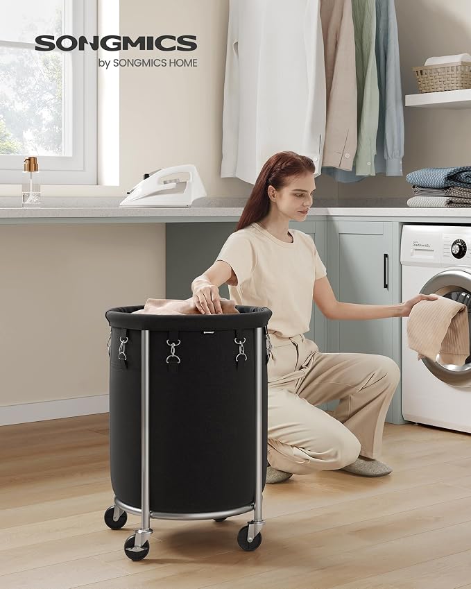 SONGMICS Laundry Basket, Rolling Steel Frame - Image 2