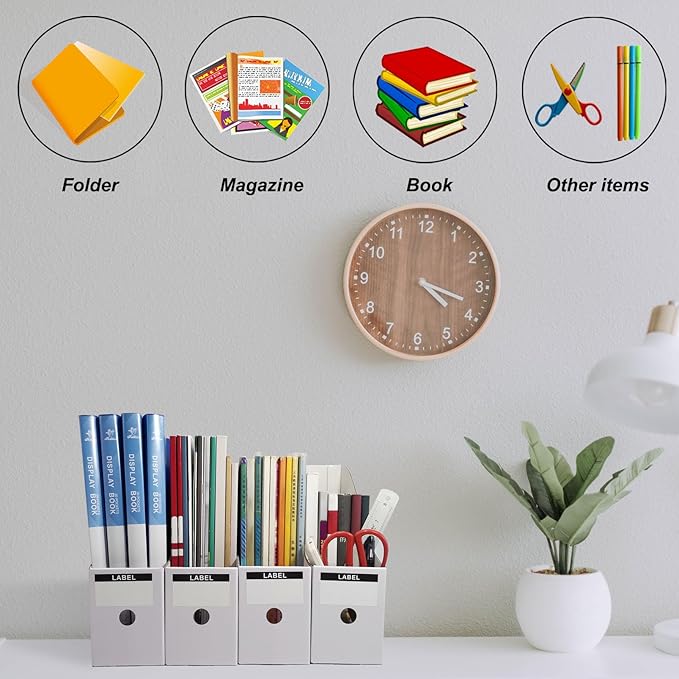 Limitliho 24 Pack White Cardboard Magazine Holder - Image 3