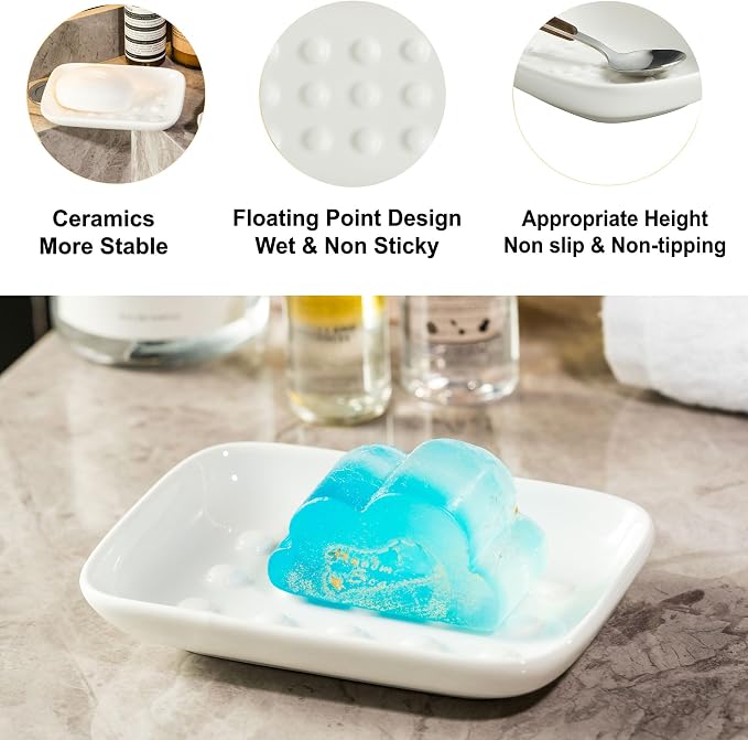Soap Dish, Ceramic Soap Holder Shower Soap Dish - Image 4
