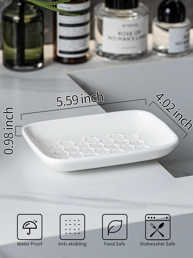 Gomakren Soap Dish for Shower, Bar Soap Holder, Christmas Ceramic Soap Dishes - Image 2