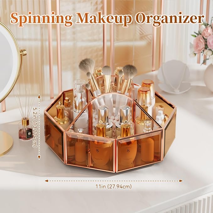 CoralHouse 360° Rotating Makeup Organizer Spinning Vanity Organizer - Image 6