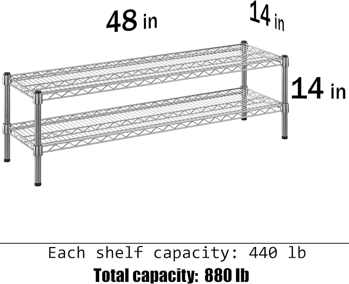 14" Deep x 48" Wide x 14" Height Wire Shelving Kit | 2-Tier | NSF Commercial - Image 3