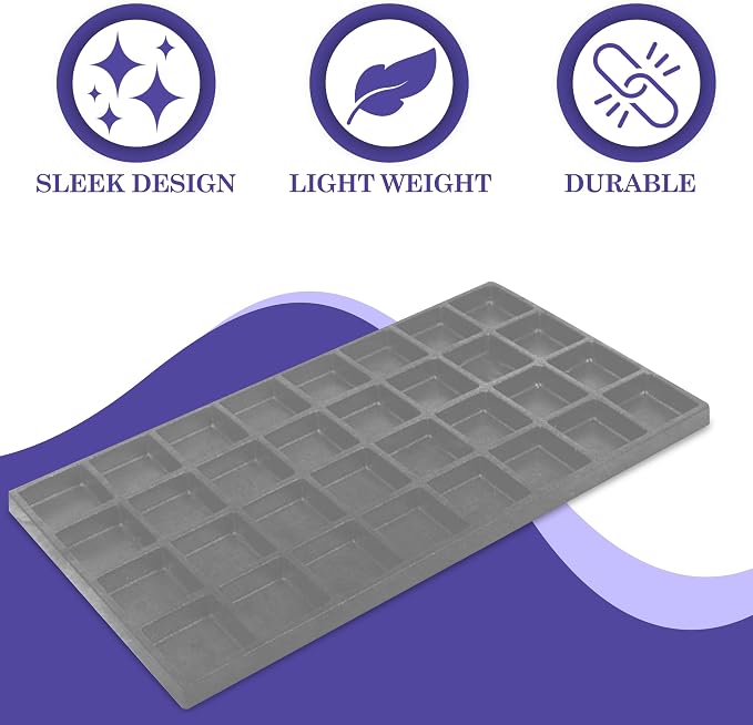 Novel Box 5 Pack 32-Slot Gray Liner Jewelry Storage Tray Inserts 14.75x8.25x1 - Image 4