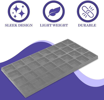 Novel Box 5 Pack 32-Slot Gray Liner Jewelry Storage Tray Inserts 14.75x8.25x1 - Image 4