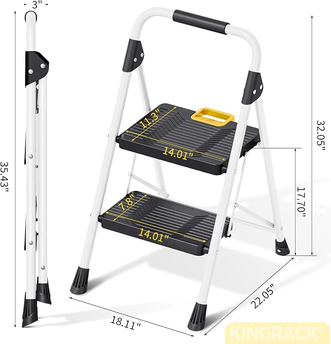 KINGRACK 2 Step Folding Ladder, 800lbs Capacity Step Stool - Image 8
