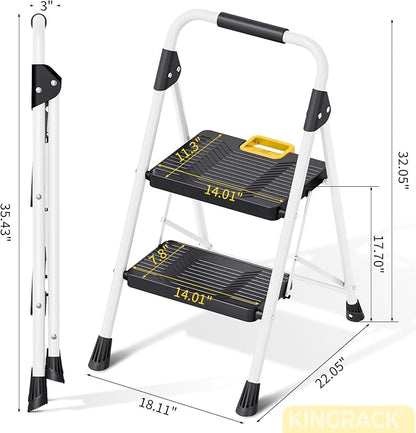 KINGRACK 2 Step Folding Ladder, 800lbs Capacity Step Stool - Image 8