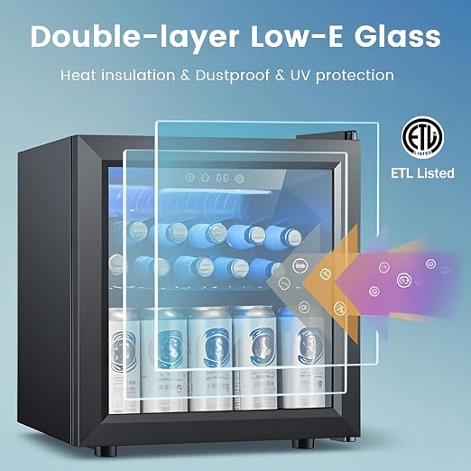 COWSAR Beverage Refrigerator, 50 Cans Wine Cooler, ETL Approved 1.3 Cu.ft Mini - Image 4