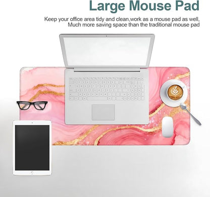 Pink and Gold Stripes Gaming Mouse Pad 31.5"x11.8"Desk Mat Anti-Slip Rubber - Image 6