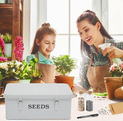 Seed Storage Box, Metal Seed Bin Seed Storage Organizer, 4 Dividers Seed - Image 5