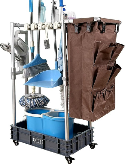 Rolling Cleaning Cart, Cleaning Tools Organizer, Housekeeping & Janitorial Cart by QTJH