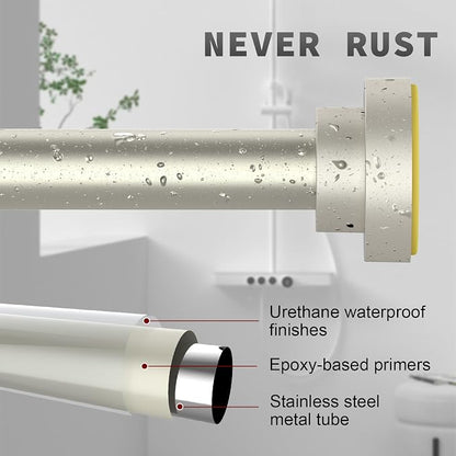 Thestoa Brushed Nickel Shower Curtain Rod Adjustable 43-66 inch, Anti-Rust - Image 4
