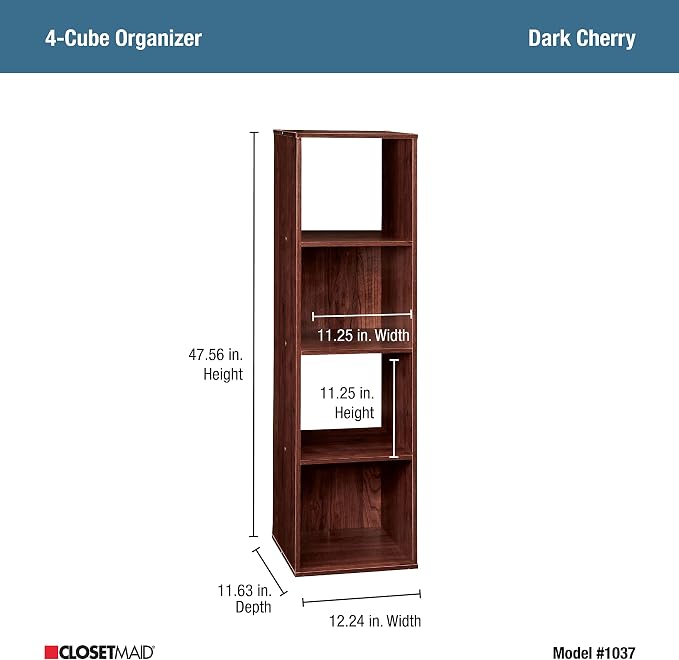 ClosetMaid Cubeicals 4 Cube Storage Shelf Organizer Bookshelf, Vertical or - Image 3