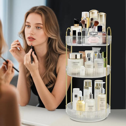 Rotating Makeup Organizer for Vanity, High-Capacity Skincare Perfume Storage - Image 3