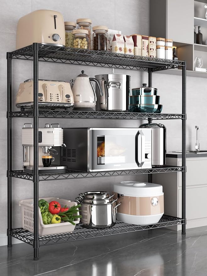 4 Tier Adjustable Storage Shelves, Heavy Duty Metal Utility Shelf 1400LBS - Image 2