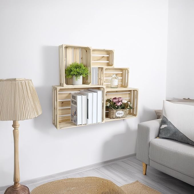 Wooden Crates, Unfinished Set of 5 Large Wood Crates - Image 7