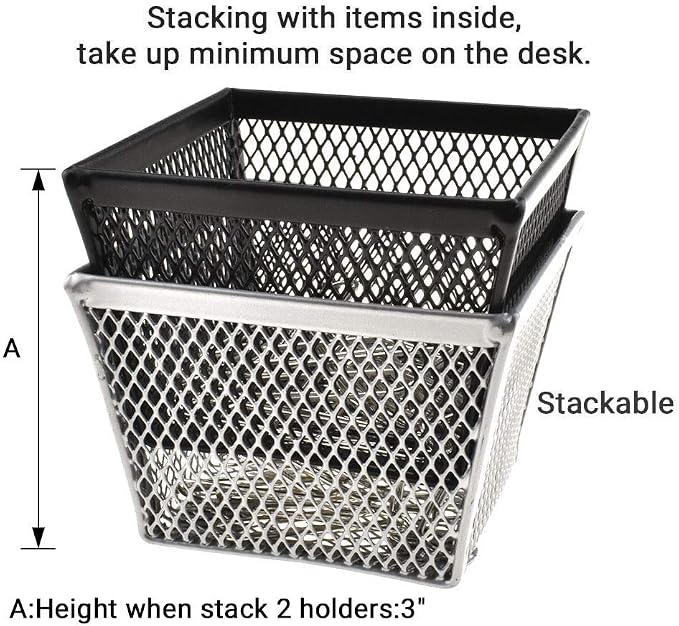 HAHIYO Stackable Paper Clip Mesh Holder Cup 2.2" Height 4 Pack Sturdy Paperclip - Image 2
