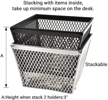 HAHIYO Stackable Paper Clip Mesh Holder Cup 2.2" Height 4 Pack Sturdy Paperclip - Image 2
