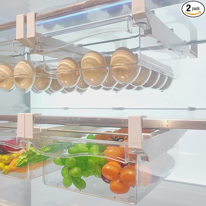 URALFA 2 Pack Fridge Drawer Organizer Egg Holder by URALFA