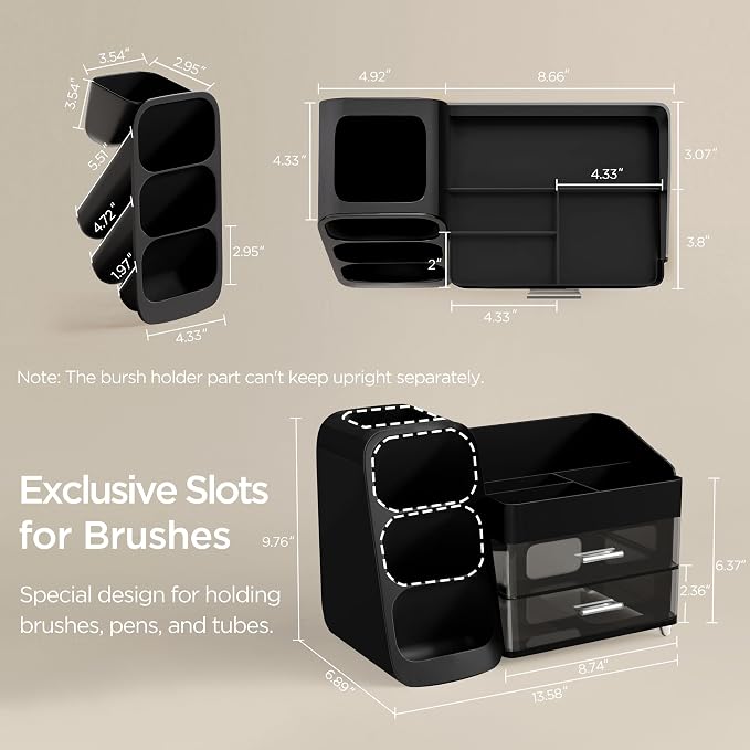 HBlife Makeup Organizer with Brush Holder - Image 4