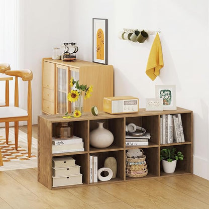 Giantex 8-Cube Bookcase, 3-Tier Cubby Bookshelf, Horizontal Vertical Display - Image 9