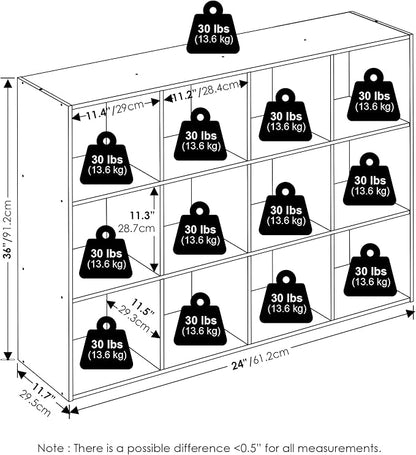 Furinno PELLI Book Shelf, 12-Cube Bookshelf, Cube Storage Organizer Bookcase - Image 2