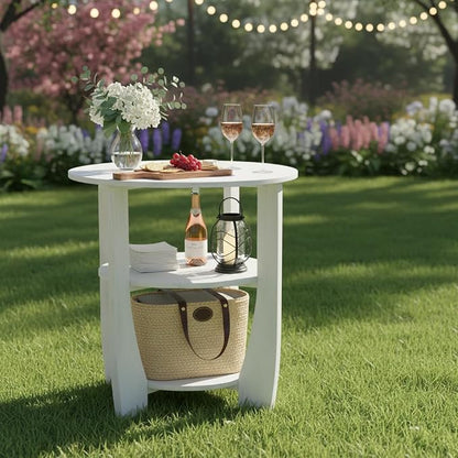 White Round Side Table, 3-Tier End Table - Image 7