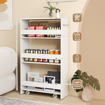 Slim Rolling Storage Cart, 4 Tier Narrow Kitchen Cart - Image 8