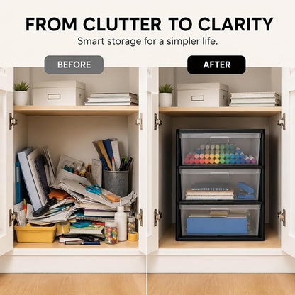 3 Drawer Storage Tower, Wide Plastic Floor Organizer - Image 5