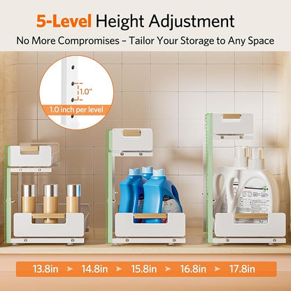Delamu 2-Pack Under Sink Organizer, 2 Tier Pull out Under the Kitchen Sink - Image 3