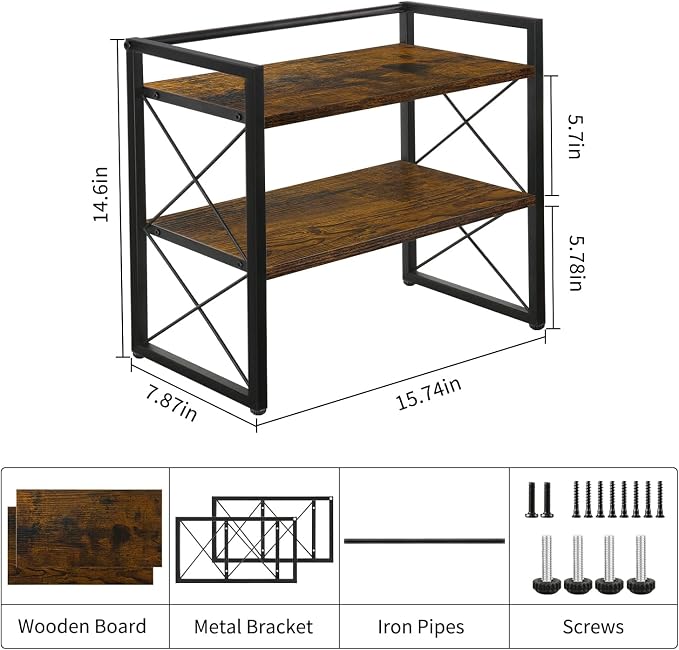 YINMIT Desktop Shelf Organizer, 2 Tier Office Shelves, Wood Desk Organizer - Image 3