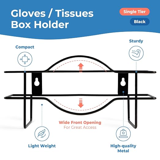 FMP Brands Single Glove Holder for Wall Mount, Wire Rack Disposable Napkin Box - Image 2