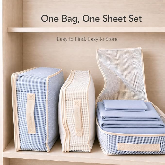 Clear Bed Sheet Organizer Bags, 3 Pack Sheet Storage Bags - Image 2