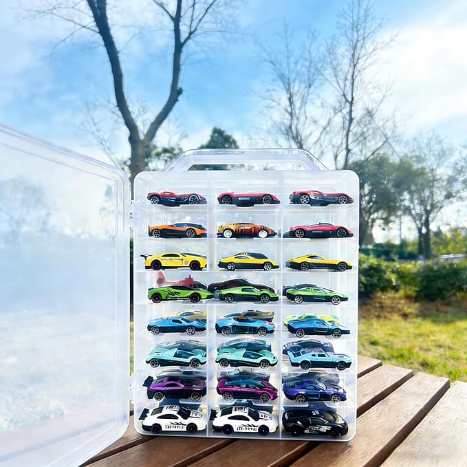 Clear Double-Sided Toy Car Display Storage Case, 48 Compartments - Image 4