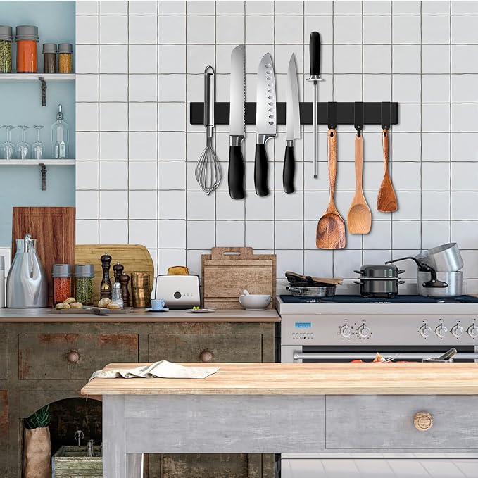 Black Magnetic Knife Strip for Refrigerator - Image 2