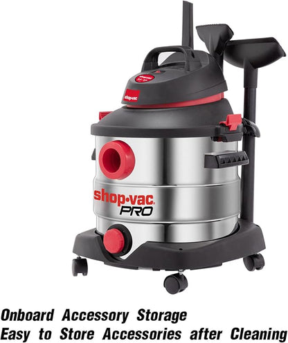 Shop-Vac 8 Gallon 6.0 Peak HP Wet/Dry Vacuum, Stainless Steel Tank, Portable - Image 3