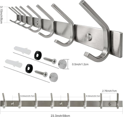 WEBI 2 Packs, Heavy Duty 24 Inch Stainless Steel 304 Hook Rail Coat Rack - Image 3