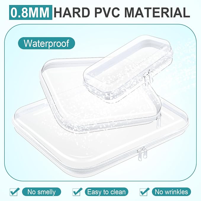 Sanwuta 6 Pcs Clear Hard Zipper Case Hard Plastic Zipper Pouches Transparent - Image 4