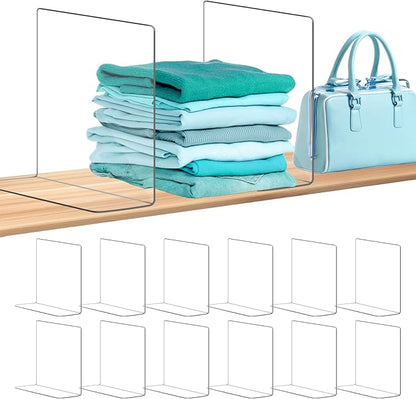 OKPOW Acrylic Shelf Dividers for Closet Organization: 12" Tall x 10" Deep by OKPOW