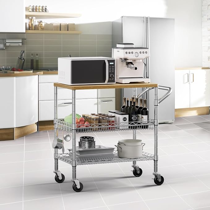 3 Tier Rolling Kitchen Carts on Wheels - Image 2