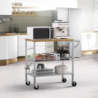 3 Tier Rolling Kitchen Carts on Wheels - Image 2
