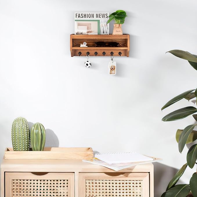 Nekon Key Holder Wall Mount, 12.8" W x 5.6" H x 3.7" D Wall Mounted Key and - Image 3